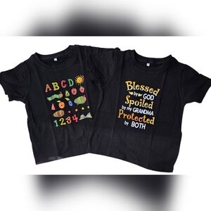 Black Kids Funny T-Shirts with Colorful Prints Size 5